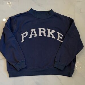 PARKE Blue Mockneck Sweatshirt XXL worn a few times washed in cold hung to dry